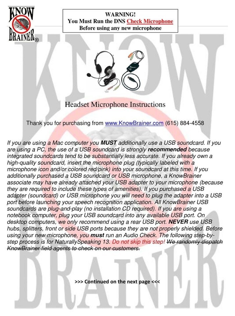 KnowBrainer Headset Microphone instruction manual