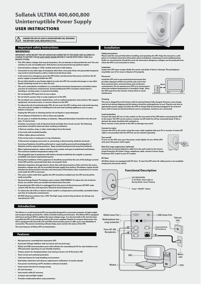 Sollatek ULTIMA 400 User instructions