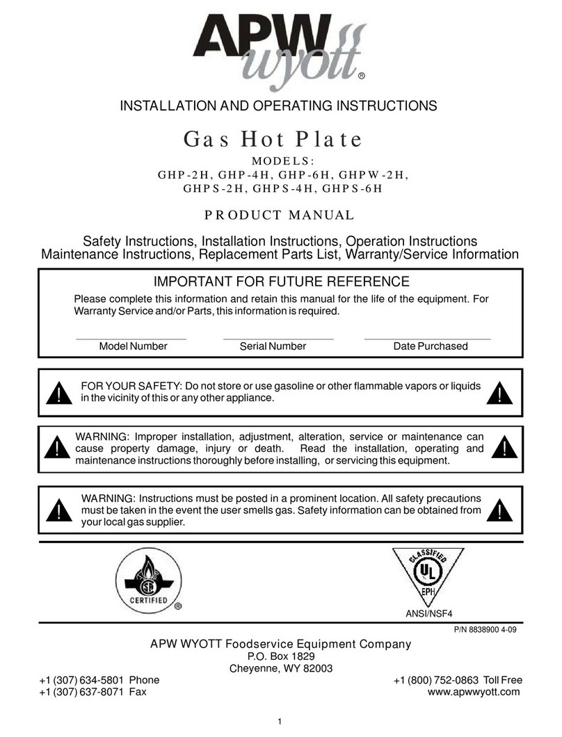 APW Wyott Gas Hot Plate GHP-2H User manual