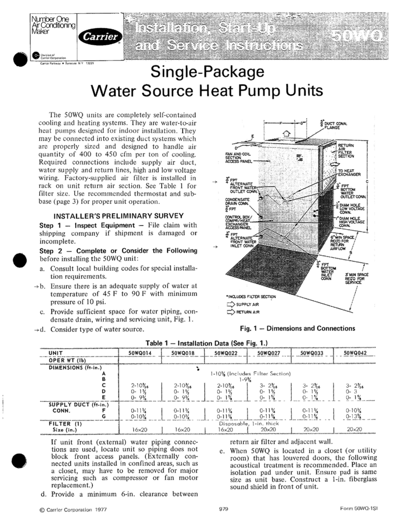 Carrier 50WQ Installation, Start-Up and Service Instructions