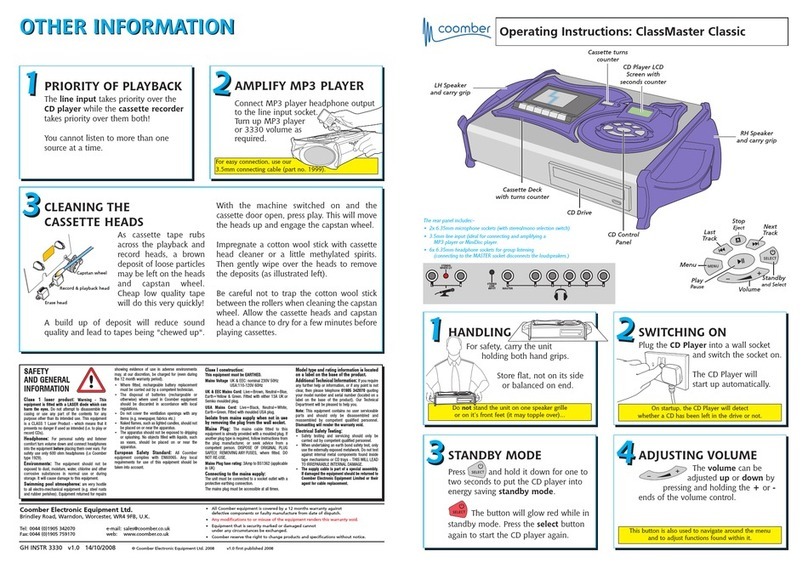 Coomber ClassMaster Classic operating instructions