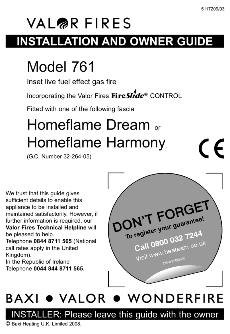 Valor Fires 761 Installation and owner's guide