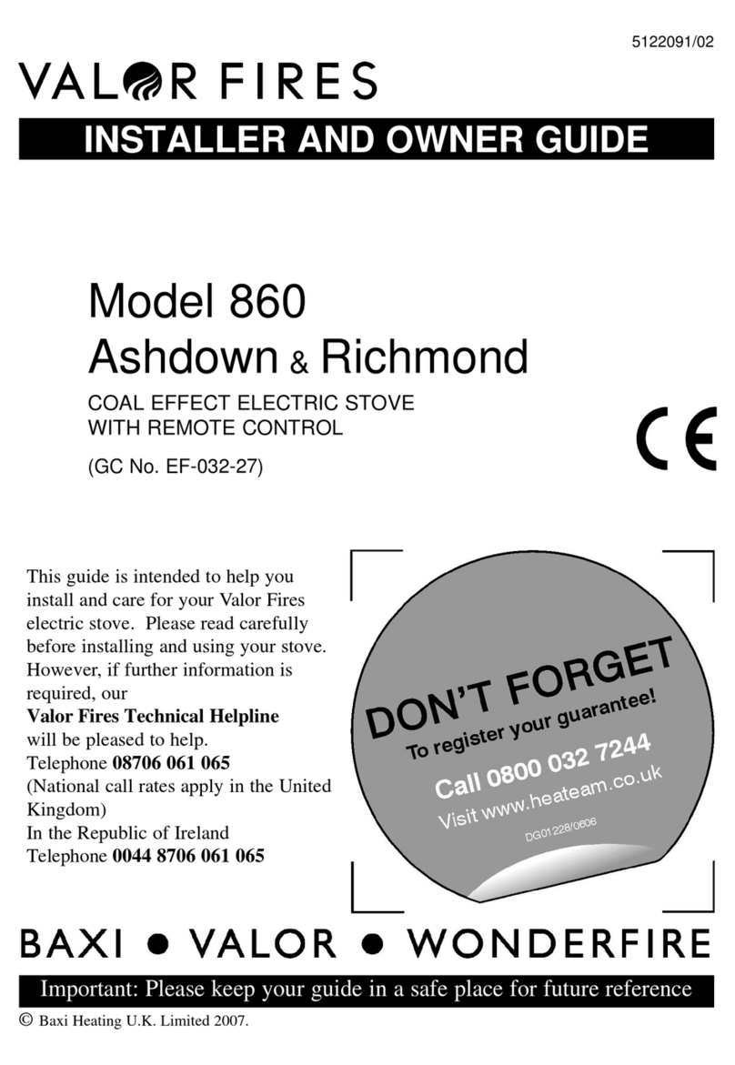 Valor Fires 860 vienna Installer and owner guide