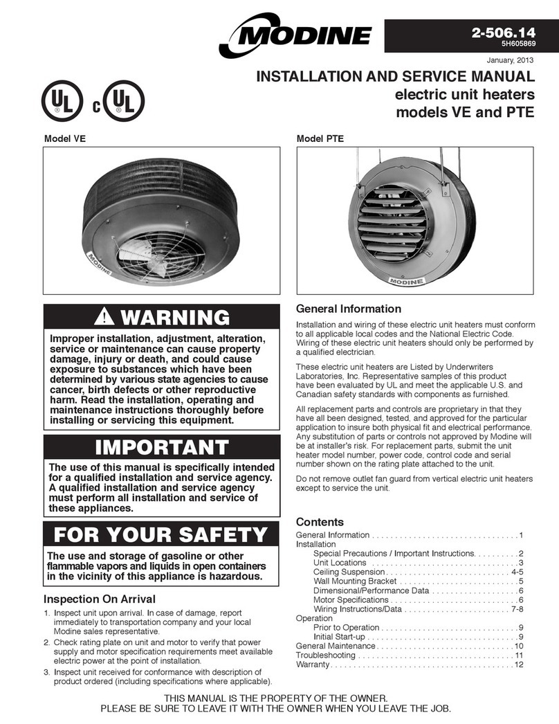 Modine Manufacturing VE Installation and service manual