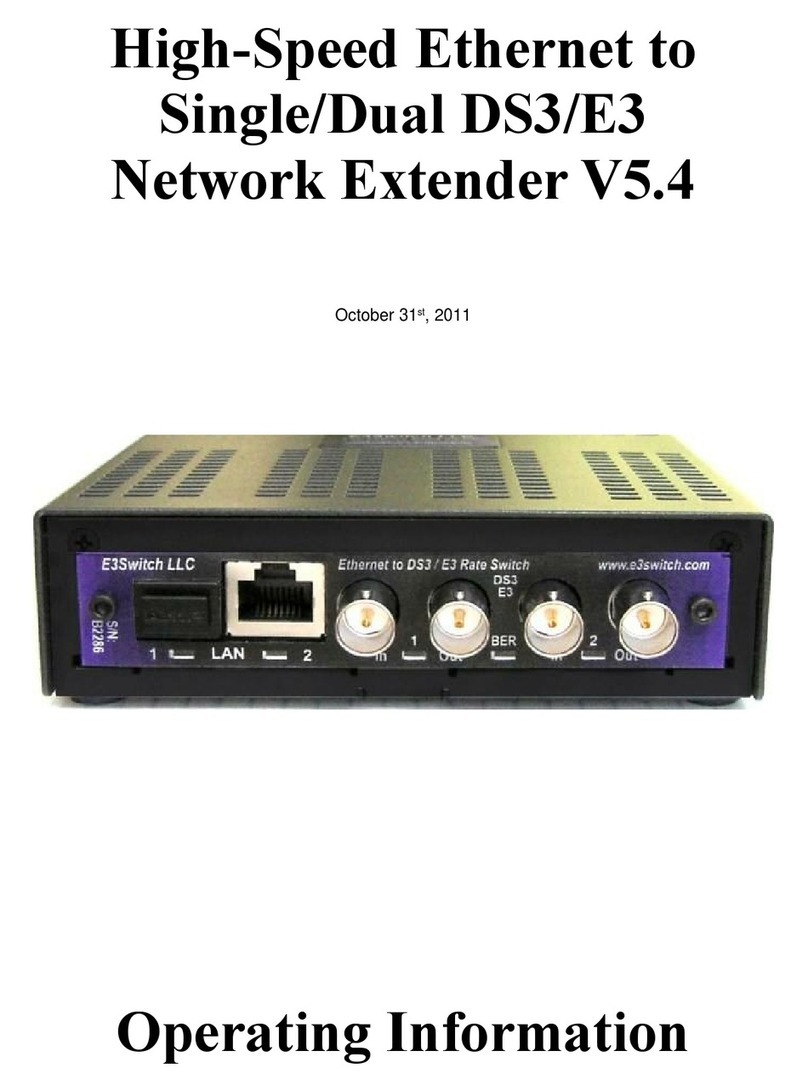 E3Switch LLC High-Speed Ethernet to Single/Dual DS3/E3 Network Extender... Owner's manual