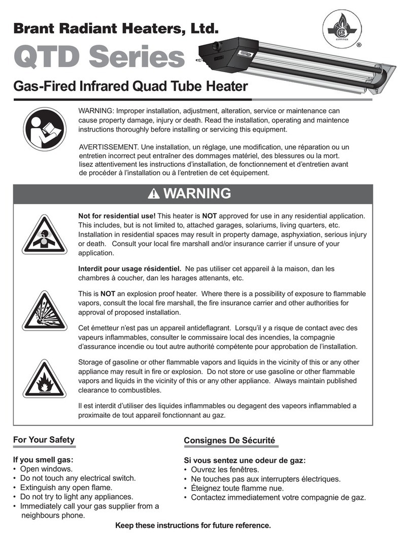 Brant Radiant Heaters QTD Series User instruction