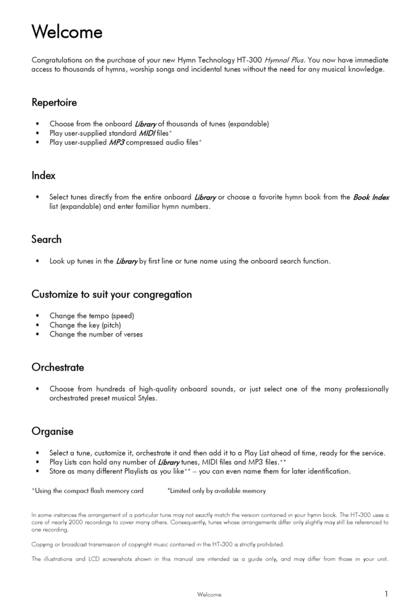 Hymn Technology HT-300 Hymnal Plus user guide