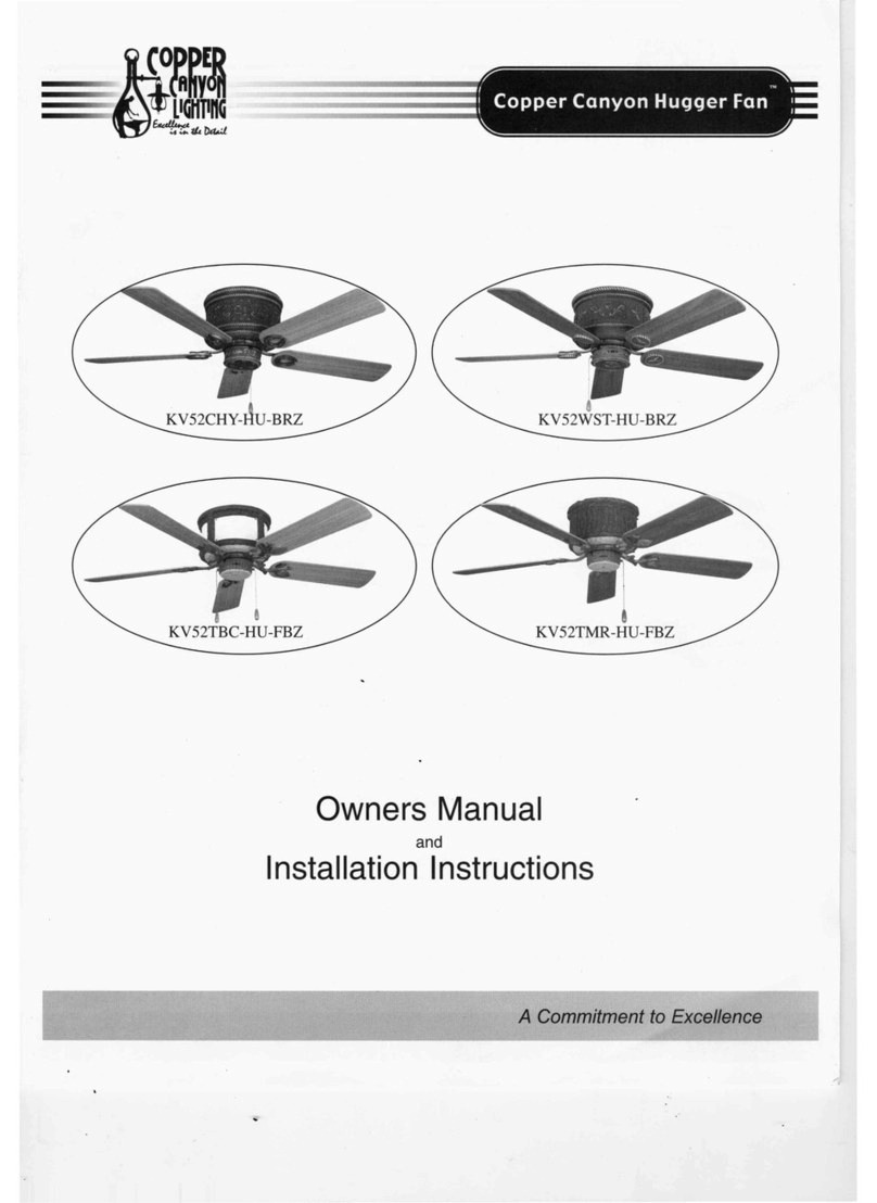 Copper Canyon Hugger KV52CHY-HU-BRZ Owner's manual and installation instructions