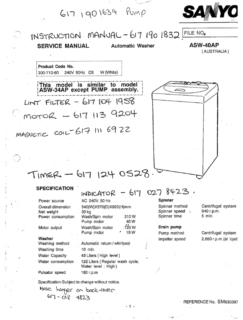 Sanyo ASW-40AP User manual