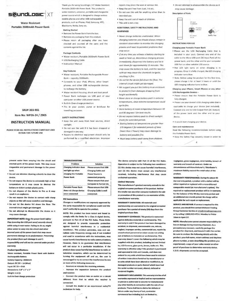 SoundLogic XT WP26-24 / 2905 User manual