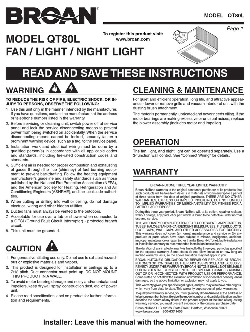 Broan QT80L User manual