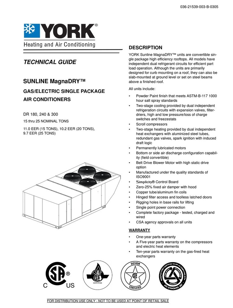 York SUNLINE MagnaDRY DR180C/E00 Quick start guide