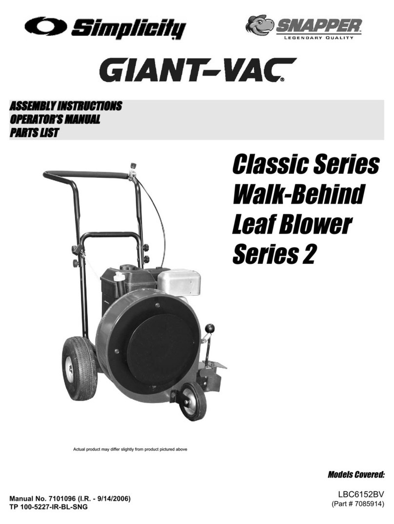 Giant-Vac Classic Series Walk-Behind Leaf Blower Series... Assembly instructions operator's manual Giant-Vac Classic Series Walk-Behind Leaf Blower Series... Assembly instructions operator's manual