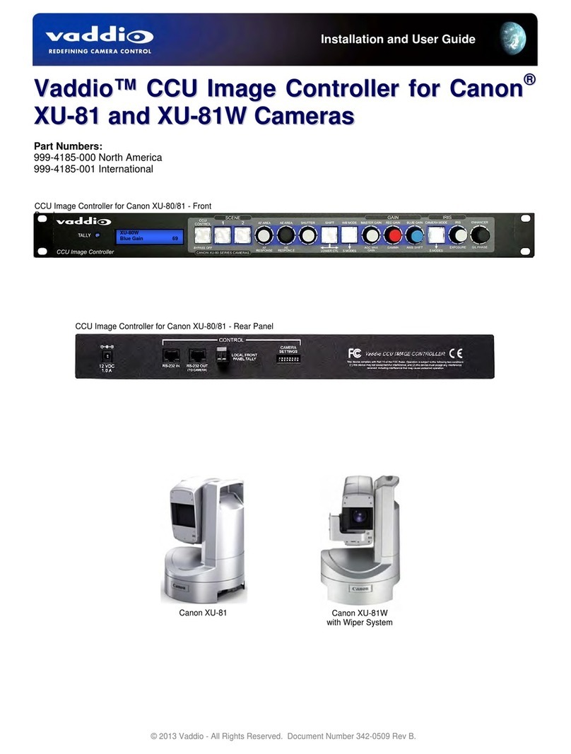 VADDIO CCU Image Controller for Canon Installation and user guide