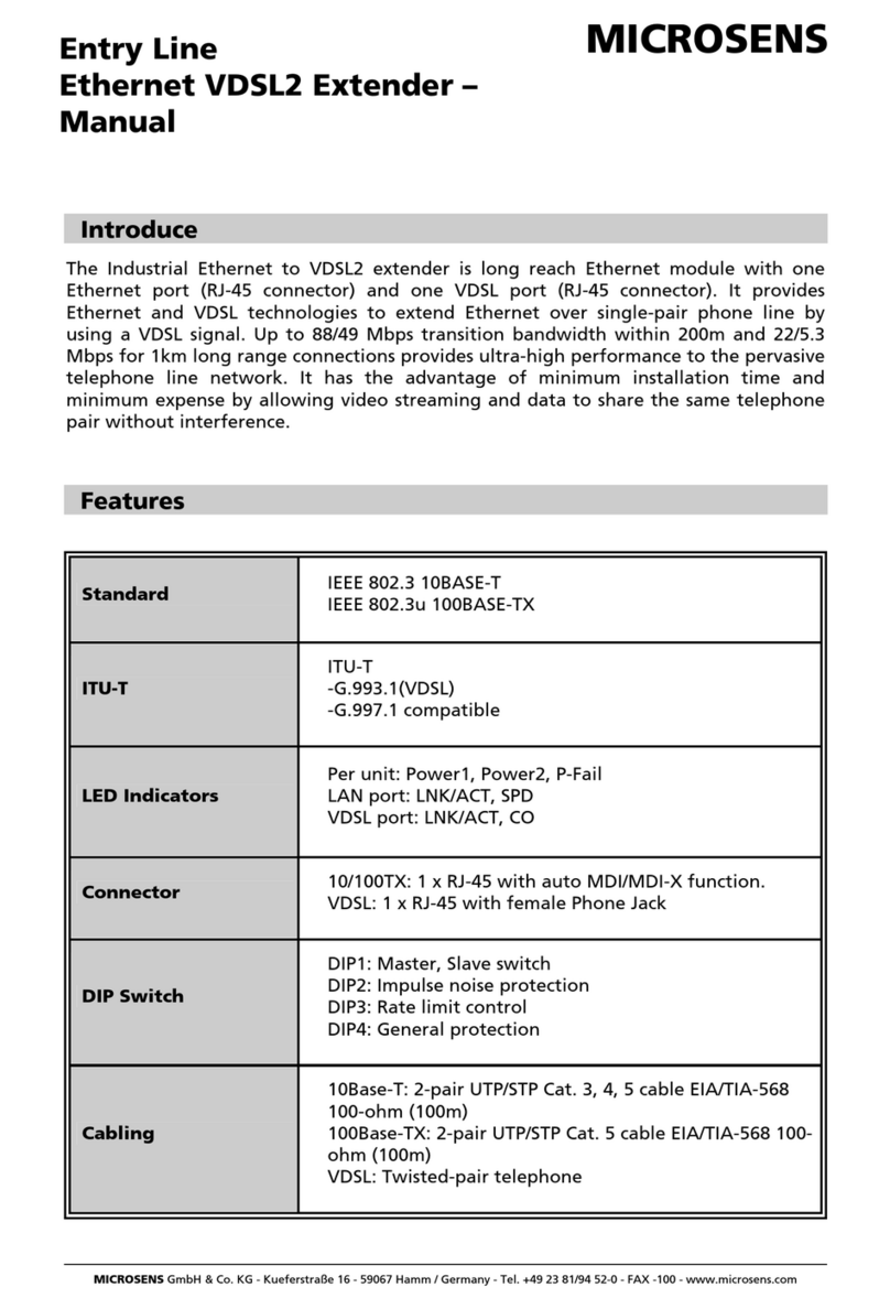 Microsens Entry Line Ethernet VDSL2 Extender manual