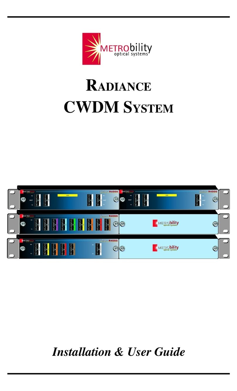 METRObility Optical Systems Radiance CWDM System Operation manual