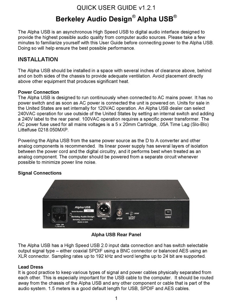Berkeley Audio Design Alpha USB Instruction manual
