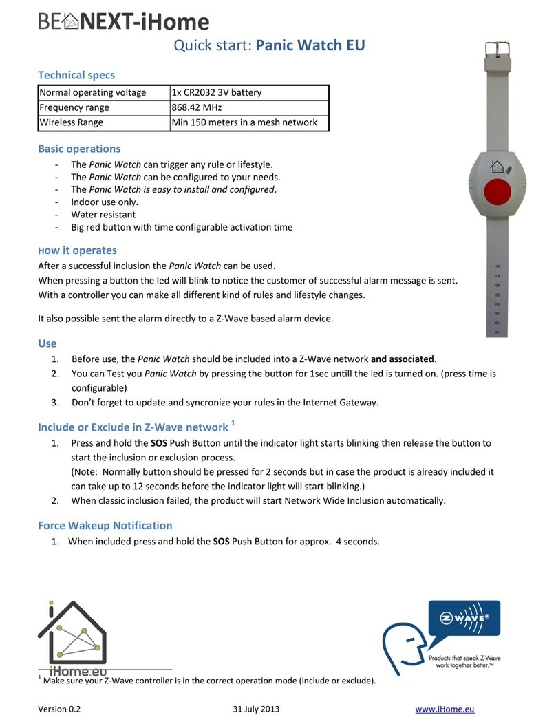 Be Next-iHome Panic Watch EU quick start guide
