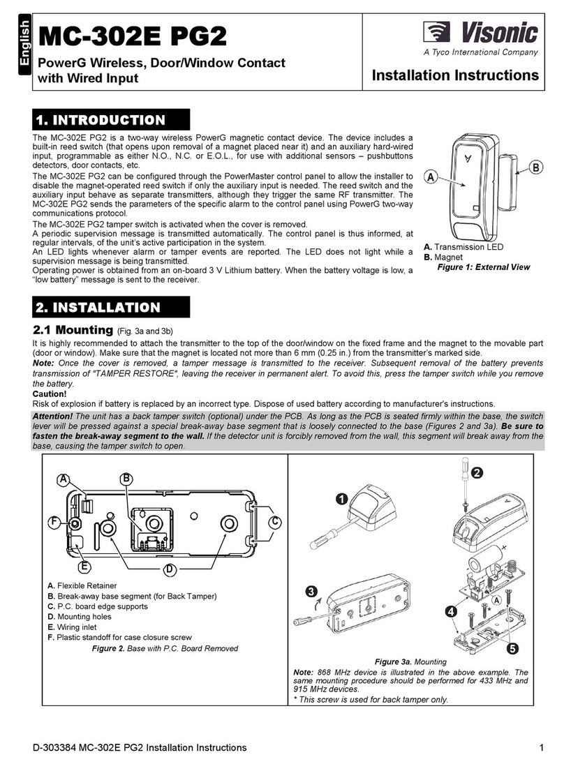 Visonic MC-302E PG2 User manual