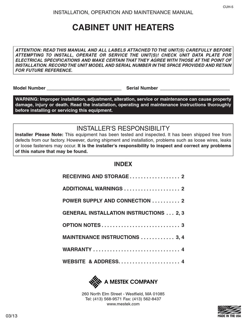 Mestek CABINET UNIT HEATERS User manual