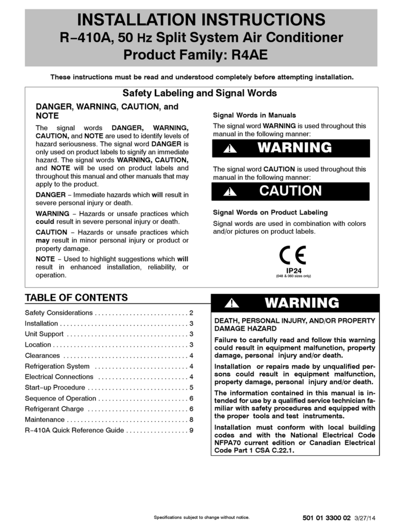 International comfort products R4AE Series installation instructions
