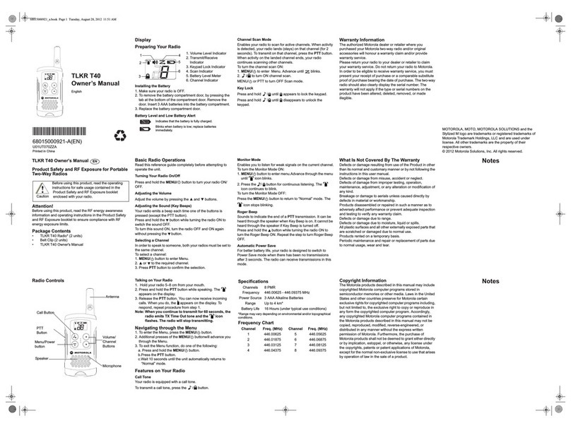 Motorola TLKR T40 User manual