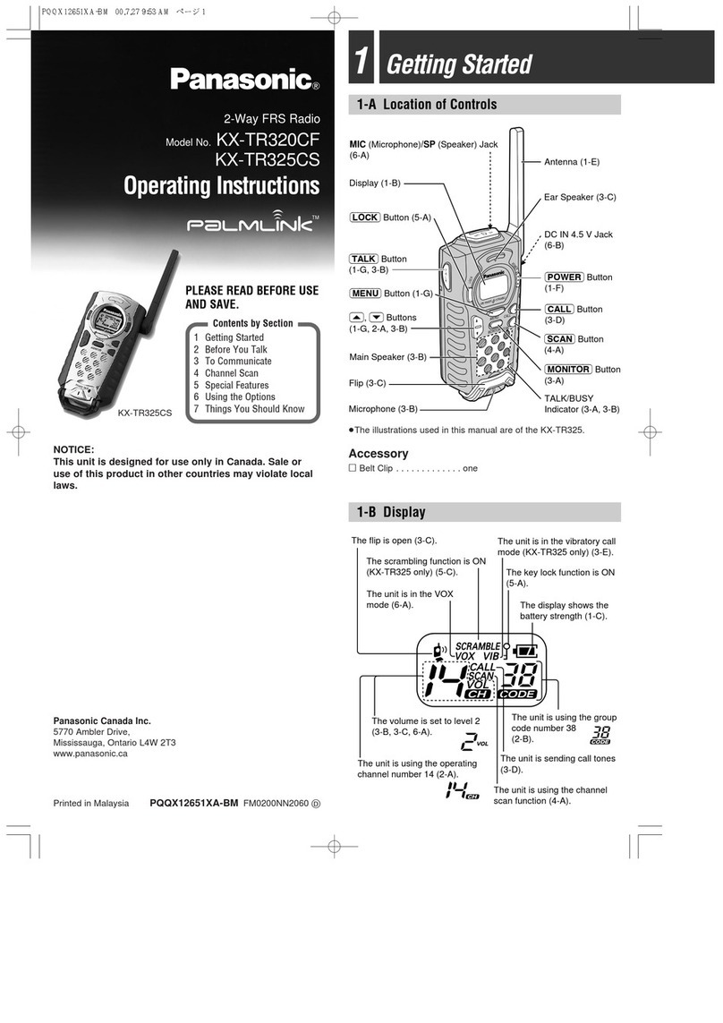 Panasonic PalmLink KX-TR320CF operating instructions