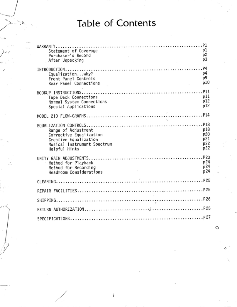 Spectro Acoustics 210 owner's manual
