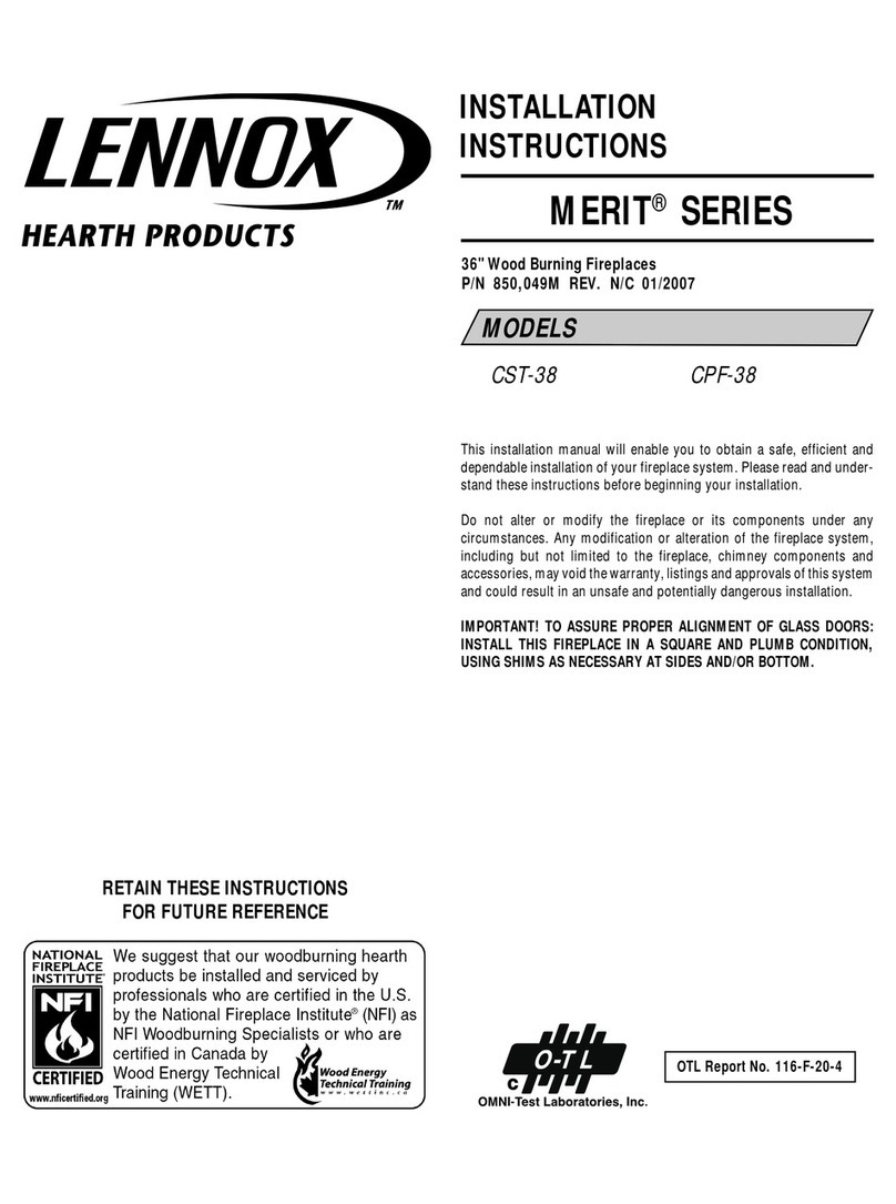 Lennox Hearth Products Merit CST-38 User manual