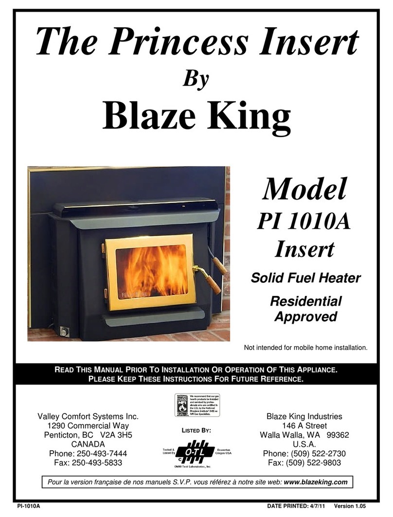 Blaze King The Princess PI 1010A user manual Blaze King The Princess PI 1010A user manual