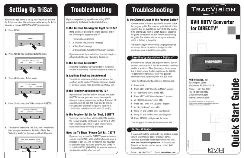 TracVision KVH HDTV Converter for DIRECTV quick start guide