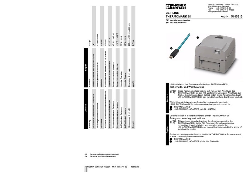 Phoenix Contact Clipline Thermomark S1 Quick start guide