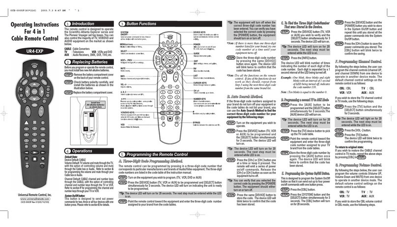 Universal Remote Control UR4-EXP User manual
