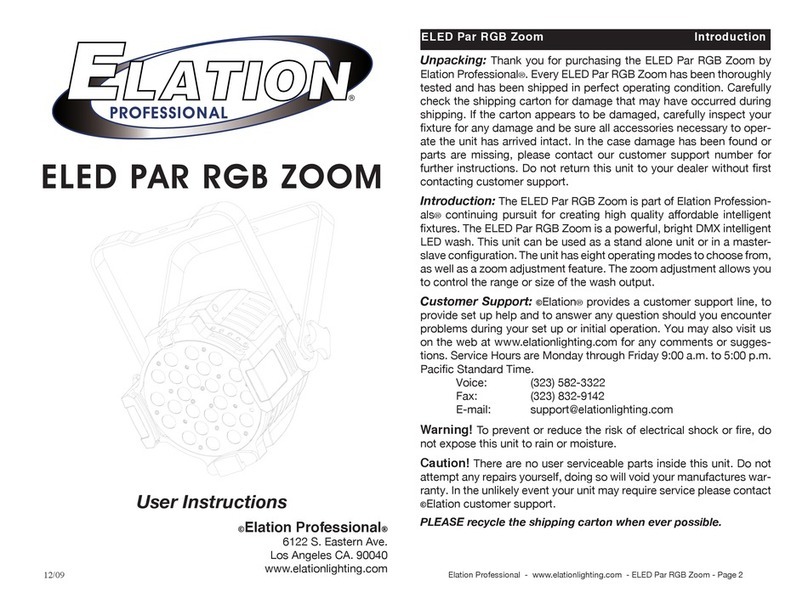 Elation ELED PAR RGB ZOOM User manual Elation ELED PAR RGB ZOOM User manual