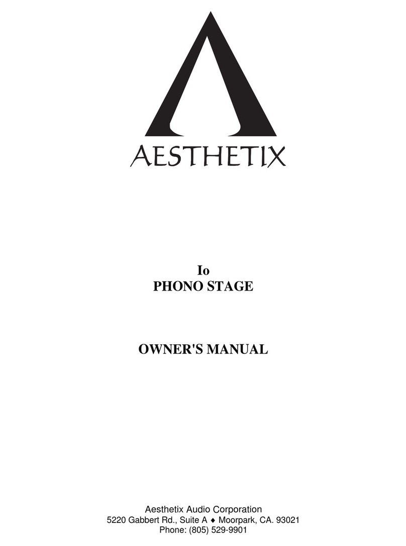 Aesthetix Io PHONO STAGE owner's manual
