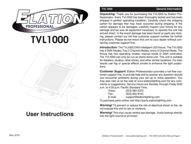 Elation TVL1000 User instructions