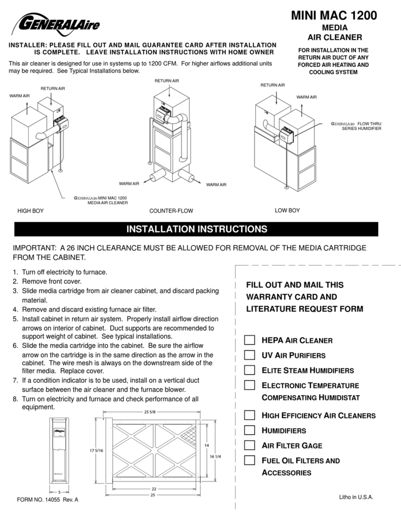 GeneralAire Mini Mac 1200 installation instructions
