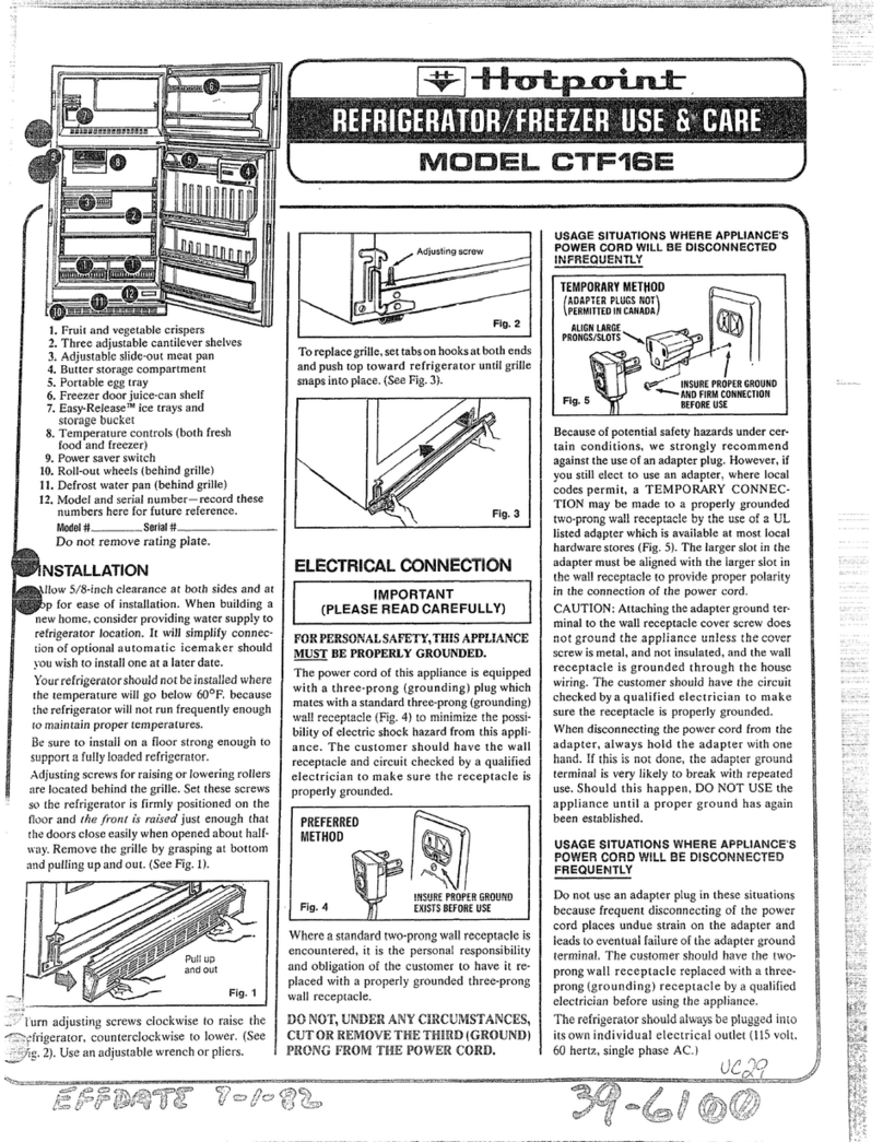 Hotpoint CTF16E Use and care