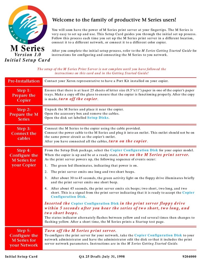 Xerox M Series Initial setup card