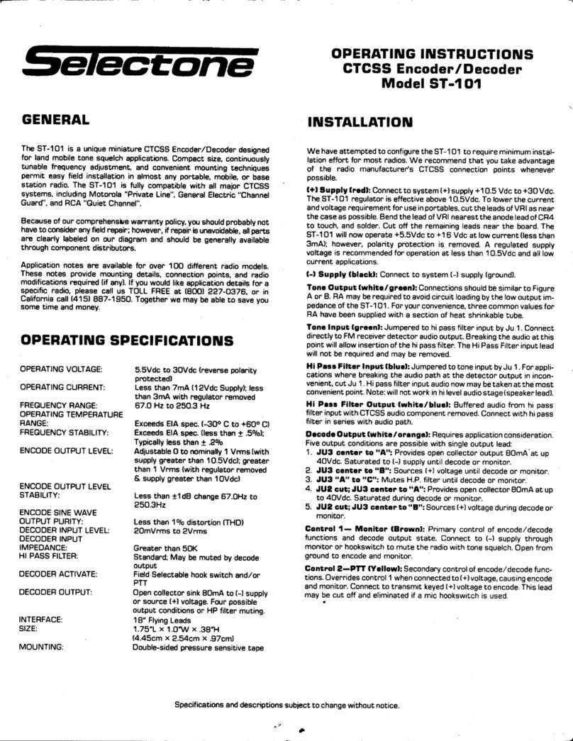 Selectone ST-101 operating instructions