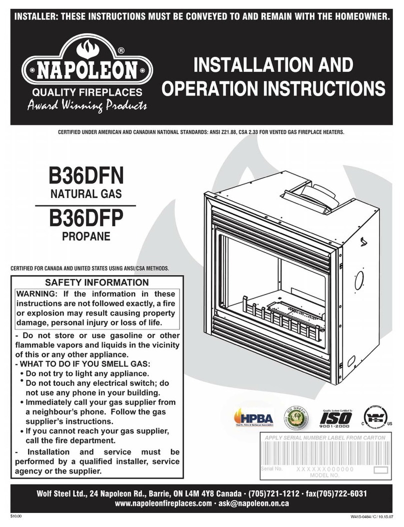 Napoleon B26DFN Installation and operation instructions