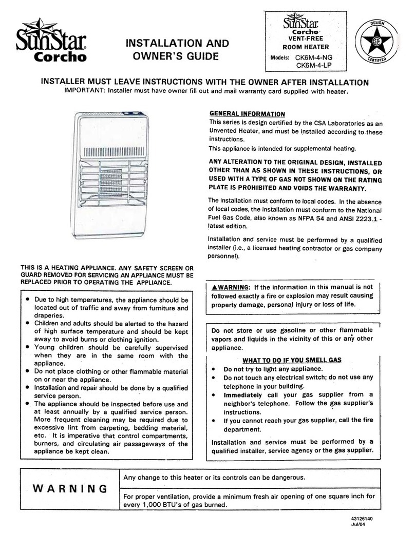 SunStar CK6M-4-NG Installation and owner's guide