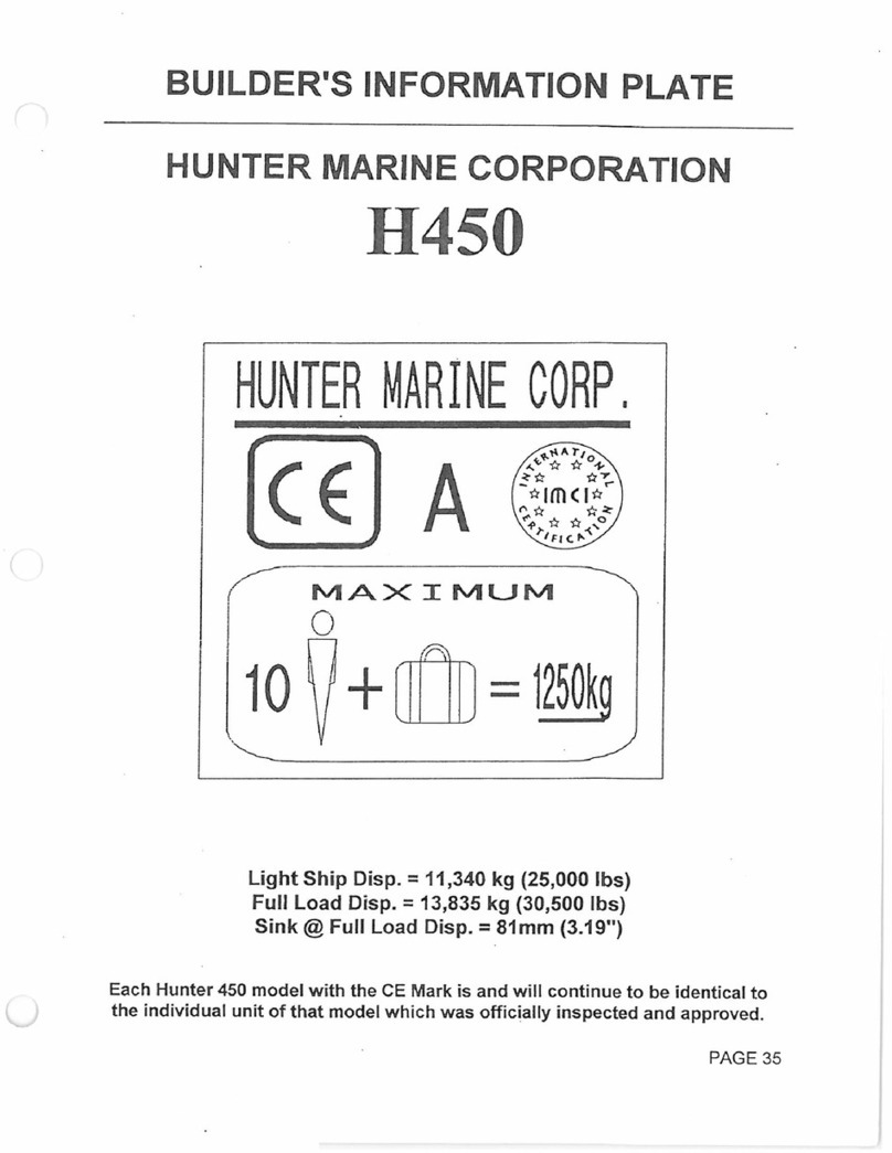 Hunter Marine H450 Builder's information plate