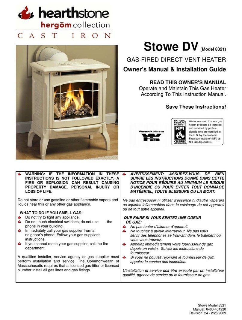 Hearthstone Quality Home Heating Products Stowe DV 8321 Owner's manual & installation guide Hearthstone Quality Home Heating Products Stowe DV 8321 Owner's manual & installation guide