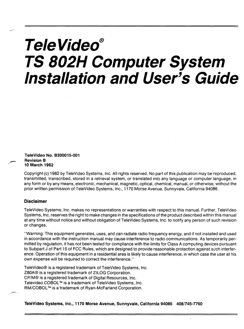 TeleVideo TS 802H Installation and user guide
