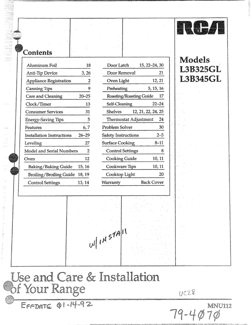 RCA L3B325GL Use and care & installation