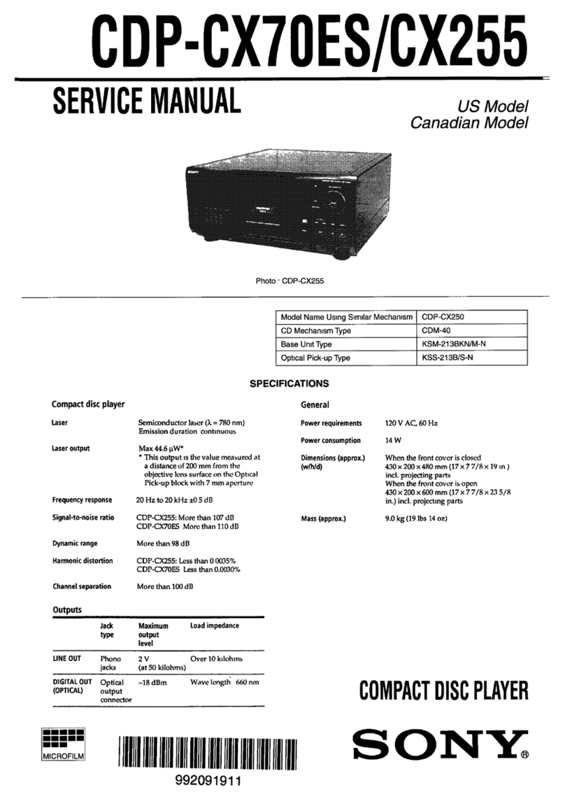 Sony CDP-CX70ES - Es 200 Disc Cd Player Service manual