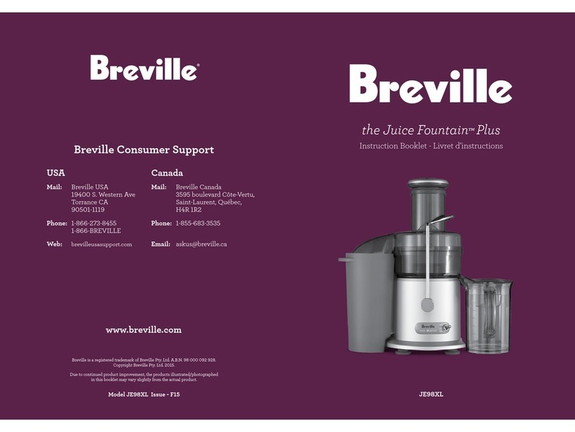 Breville JUICE FOUNTAINTM PLUS JE98XL Instruction booklet