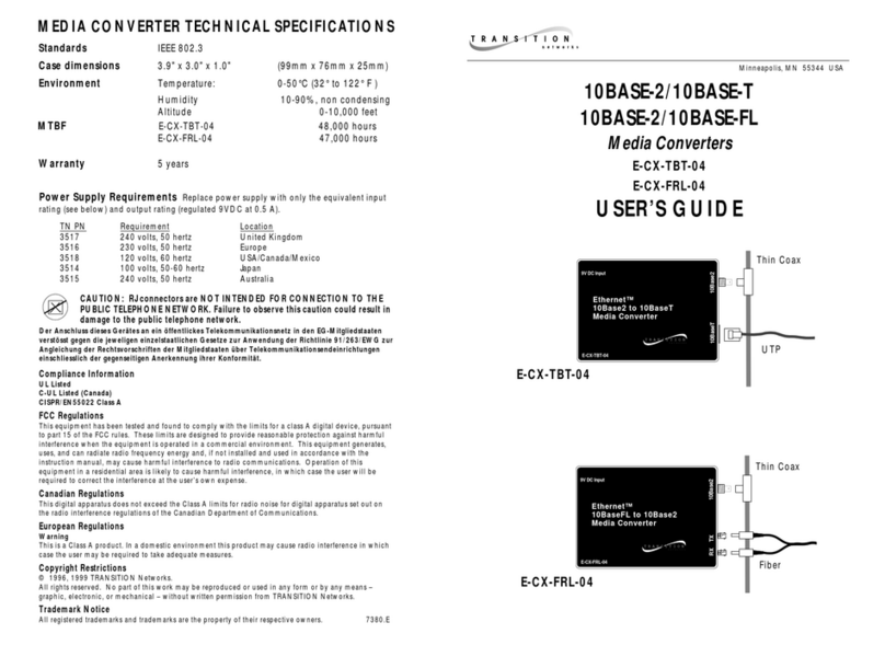 Transition Networks E-CX-TBT-04 user guide