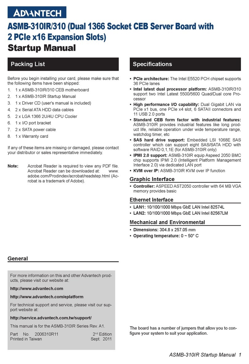 Advantech ASMB-310IR Installation and operation manual